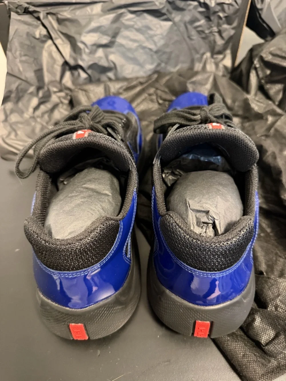 Prada Black & Blue Men's Low-Top Sneakers - Picture 4 of 5